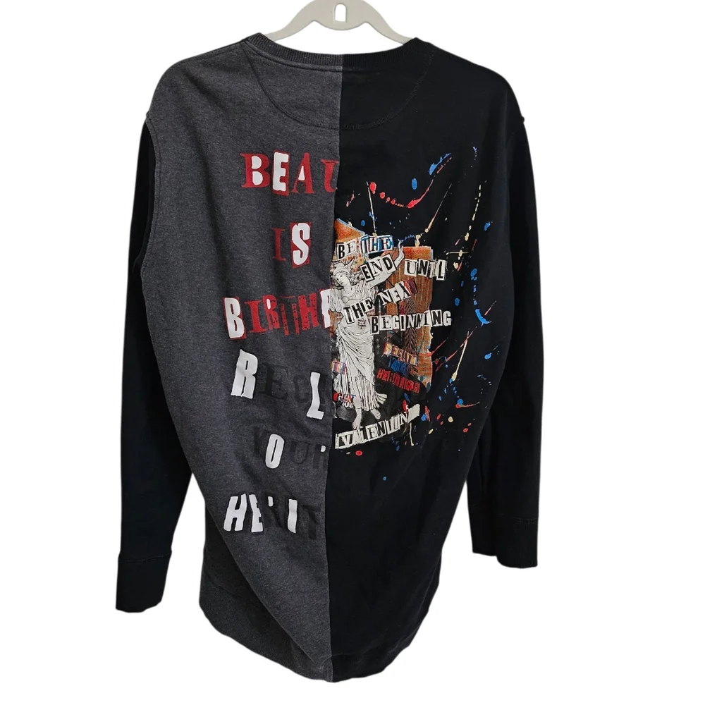 Valentino Jamie Reid Sweatshirt Mens Small Black Graphic Print Longline Pullover